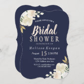 ネイビーブルーと赤面ブライダルシャワー招待状 招待状 (正面/裏面)