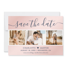 ネイビーブルーと赤面結婚の写真コラージュ