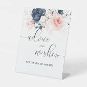 ネイビーブルーと赤面結婚ピンクのアドバイスと願い 台座サイン (正面)