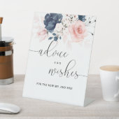 ネイビーブルーと赤面結婚ピンクのアドバイスと願い 台座サイン (インサイチュ)