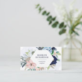 ネイビーブルーと赤面航海のの花が白に 名刺 (スタンド正面)