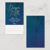 ネイビーブルーと金ゴールドおむつラッフルチケット エンクロージャーカード (正面/裏面)