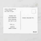 ネイビーブルーと金ゴールドの写真バプテスマありがとう ポストカード (裏面)