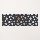 ネイビーブルーと金ゴールドの大理石と黄金の点スタイリッシュ ヨガマット (裏面(横))