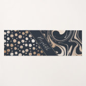 ネイビーブルーと金ゴールドの大理石と黄金の点スタイリッシュ ヨガマット (正面(横))