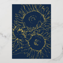 ネイビーブルーと金ゴールドひまわり結婚の花