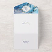 ネイビーブルーと金ゴールドアゲートいかり航海の結婚ズ オールインワン招待状 (外側)