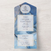 ネイビーブルーと金ゴールドアゲートいかり航海の結婚ズ オールインワン招待状 (内側)