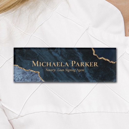 ネイビーブルーと金ゴールドアゲートゲード 名札