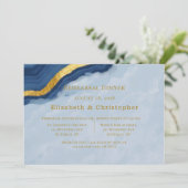 ネイビーブルーと金ゴールドアゲートリハーサルディナー 招待状 (スタンド正面)