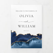 ネイビーブルーと金ゴールドアゲート結婚式 プログラム (カバー)