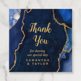 ネイビーブルーと金ゴールドアゲ結婚トの感謝 フェイバータグ