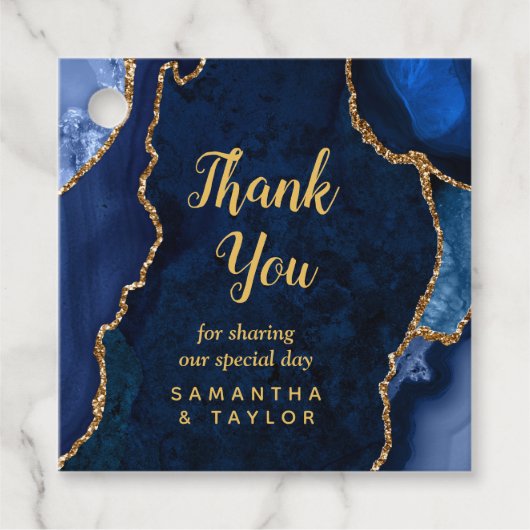 ネイビーブルーと金ゴールドアゲ結婚トの感謝 フェイバータグ (正面)