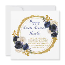 ネイビーブルーと金ゴールドエレガントSweet sixteen