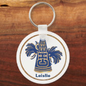 ネイビーブルーと金ゴールドカスタムチアリーダーKeyChain キーホルダー (正面)