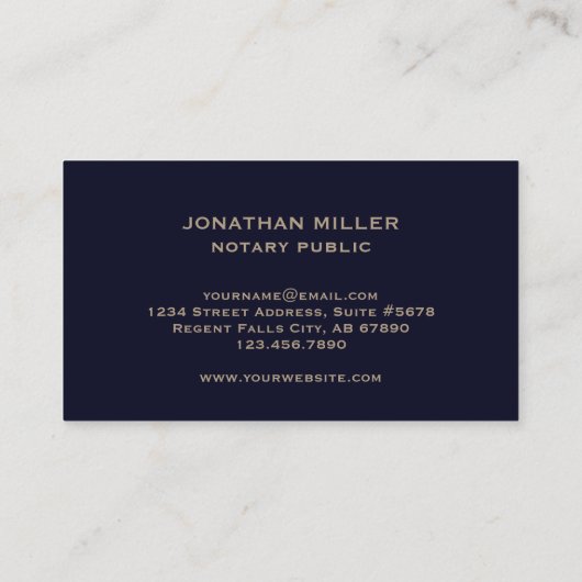 ネイビーブルーと金ゴールドクイル 名刺 (裏面)