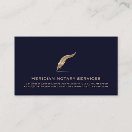 ネイビーブルーと金ゴールドクイル 名刺 (正面)