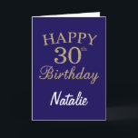 ネイビーブルーと金ゴールドグリッター30th Birthday Card カード<br><div class="desc">ネイビーブルーと金ゴールドグリッター30thバースデーカーパーソナライズされたドと名前。さらにカスタマイクリックズを行う場合はカスタマイズ、「IT」ボタンをクリックし、このテンプレートを変更するために当社のデザインツールを使用する。</div>