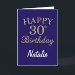 ネイビーブルーと金ゴールドグリッター30th Birthday Card カード<br><div class="desc">ネイビーブルーと金ゴールドグリッター30thバースデーカーパーソナライズされたドと名前。さらにカスタマイクリックズを行う場合はカスタマイズ、「IT」ボタンをクリックし、このテンプレートを変更するために当社のデザインツールを使用する。</div>