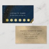 ネイビーブルーと金ゴールドゲートロイヤリティカード ロイヤリティカード (正面/裏面)