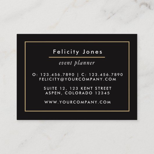 ネイビーブルーと金ゴールドゲードアゲートストーン 名刺 (裏面)