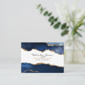 ネイビーブルーと金ゴールドゲードアゲートストーン 名刺 (スタンド正面)