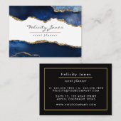 ネイビーブルーと金ゴールドゲードアゲートストーン 名刺 (正面/裏面)