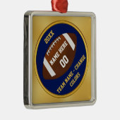 ネイビーブルーと金ゴールドサッカーオーナメント パーソナライズされた メタルオーナメント (右)