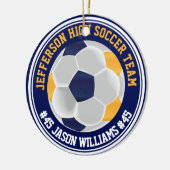 ネイビーブルーと金ゴールドサッカー⚽ セラミックオーナメント (左)