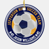 ネイビーブルーと金ゴールドサッカー⚽ セラミックオーナメント (裏面)