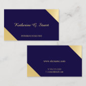 ネイビーブルーと金ゴールドジオメトエレガントリ 名刺 (正面/裏面)