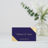 ネイビーブルーと金ゴールドジオメトエレガントリ 名刺 (スタンド正面)