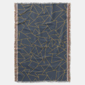 ネイビーブルーと金ゴールドジオメトリ スローブランケット (正面縦)