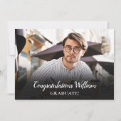 ネイビーブルーと金ゴールドスクリプト写真卒業パーティー 招待状 (裏面)