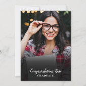 ネイビーブルーと金ゴールドスクリプト卒業パーティー2写真 招待状 (裏面)