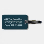 ネイビーブルーと金ゴールドスポーツジャージストライプズ名 ラゲッジタグ (裏面横)