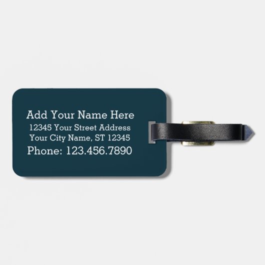 ネイビーブルーと金ゴールドスポーツジャージストライプズ名 ラゲッジタグ (裏面横)
