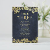 ネイビーブルーと金ゴールドスワーズ座席表の番号 招待状 (スタンド正面)