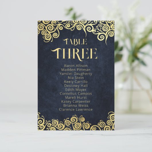 ネイビーブルーと金ゴールドスワーズ座席表の番号 招待状 (スタンド正面)