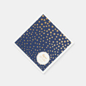 ネイビーブルーと金ゴールドドット男の子のシャワー装飾 スタンダードカクテルナプキン (角)