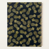 ネイビーブルーと金ゴールドパイナップル |パーソナライズされた | プランナー手帳 (裏面)