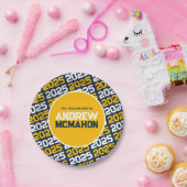 ネイビーブルーと金ゴールドパーソナライズされた卒業 ペーパープレート (パーティー)