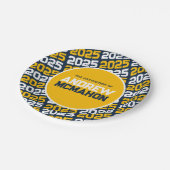 ネイビーブルーと金ゴールドパーソナライズされた卒業 ペーパープレート (アングル)