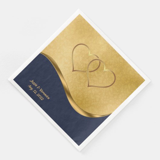 ネイビーブルーと金ゴールドパーソナライズされた結婚ズ (コーナー)