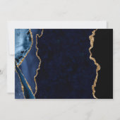 ネイビーブルーと金ゴールドフェイクグリッターアゲ結婚ート サンキューカード (裏面)