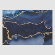 ネイビーブルーと金ゴールドフェイクグリッターマーブルアゲート