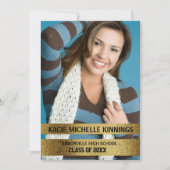 ネイビーブルーと金ゴールドフォトトランクパーティー 招待状 (正面)