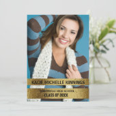 ネイビーブルーと金ゴールドフォトトランクパーティー 招待状 (スタンド正面)