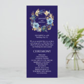 ネイビーブルーと金ゴールドフラワーズ結婚式 プログラム (スタンド正面)