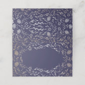 ネイビーブルーと金ゴールドフローラ水色ヴィンテージ プレイスカード (外部開封)